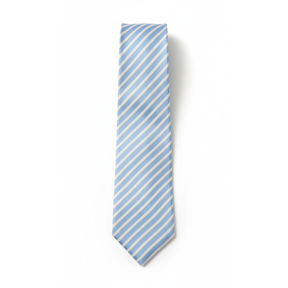 Countess Mara Necktie Men's Size XL 64" Light Blue Striped 100% Silk Classic Tie